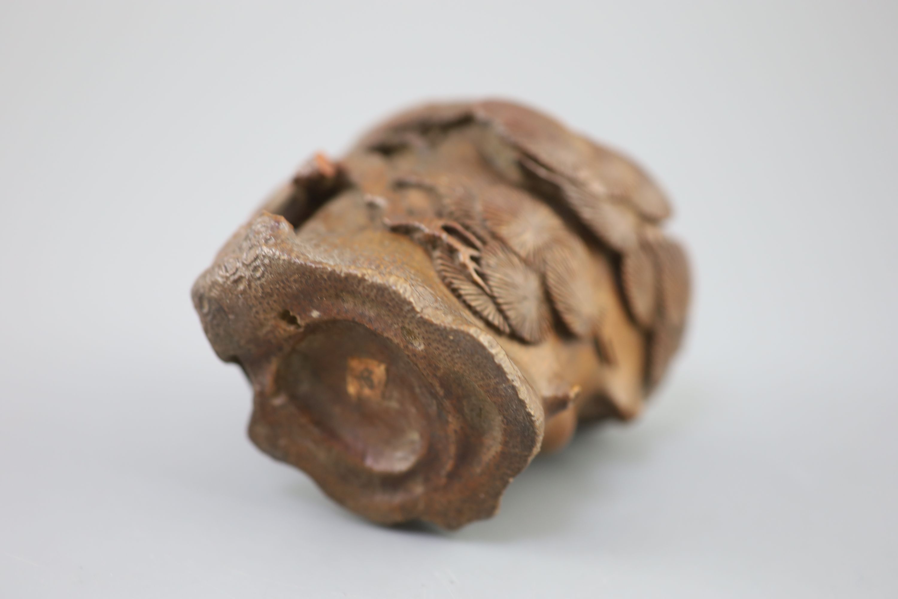 A Chinese bamboo root pine libation cup, 17th/18th century,